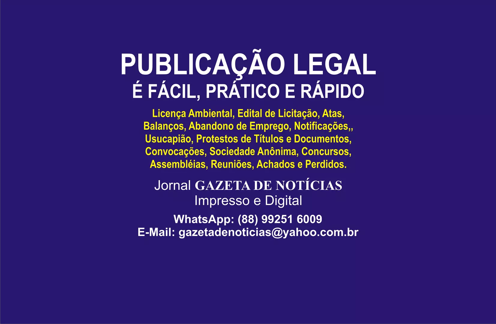 PUBLICAÇÃO LEGAL